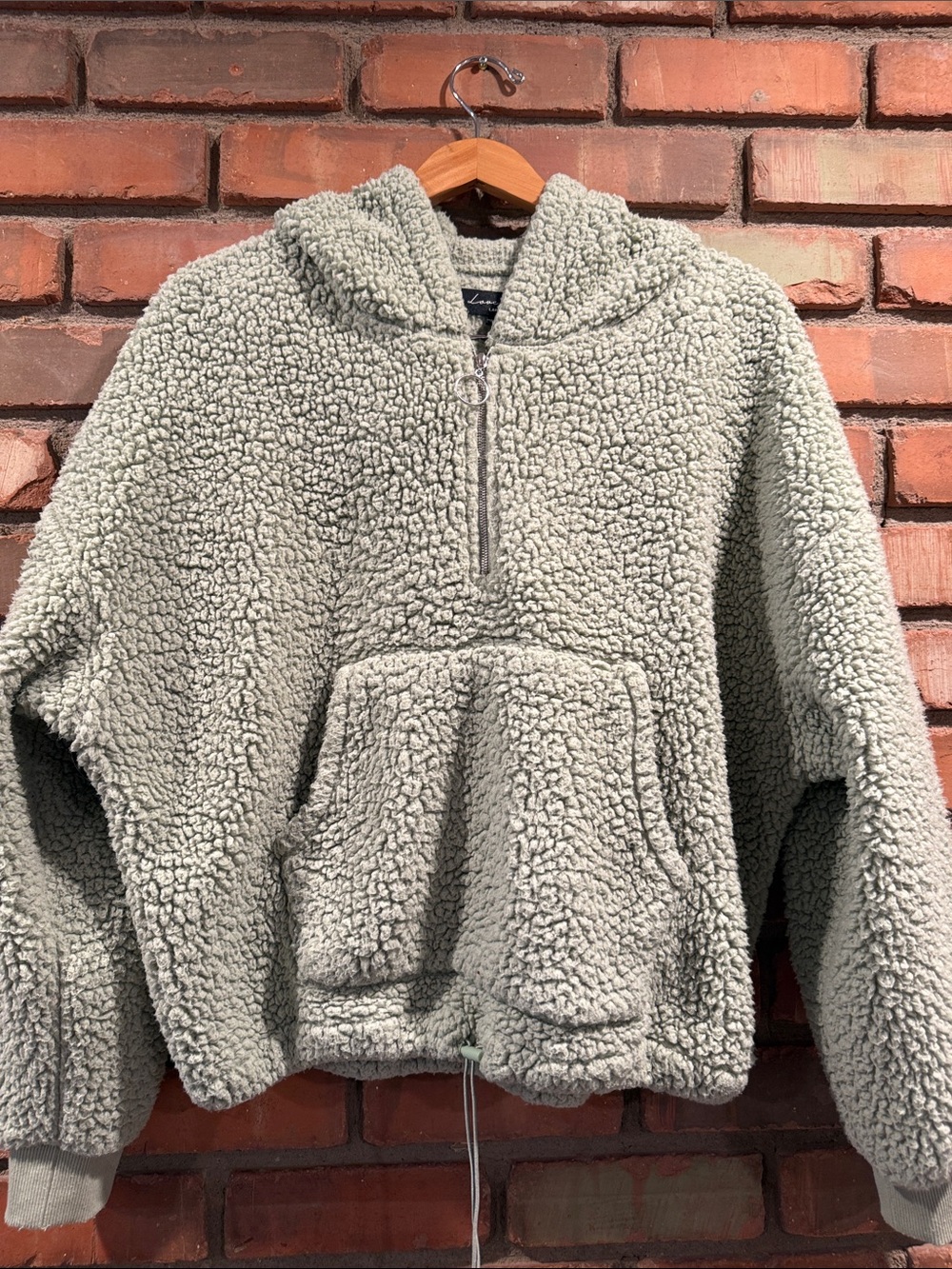 Love Tree Plush Sherpa Zip Hoodie - Sage